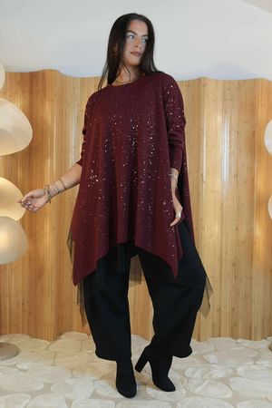 Celeste Tulle Tunic Burgundy